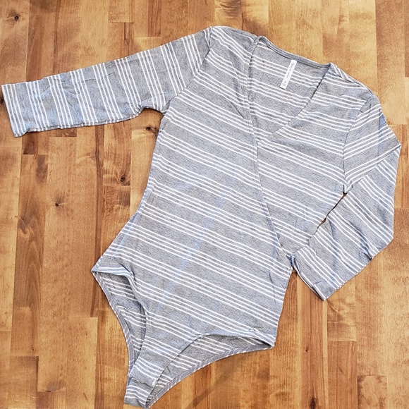 DNA Couture Striped Wrap Bodysuit - Picture 4 of 6